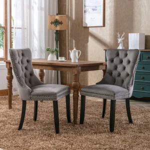 Dining Chair with Wood Legs, Set of 2