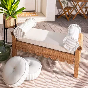 Rattan Scalloped Outdoor Bench